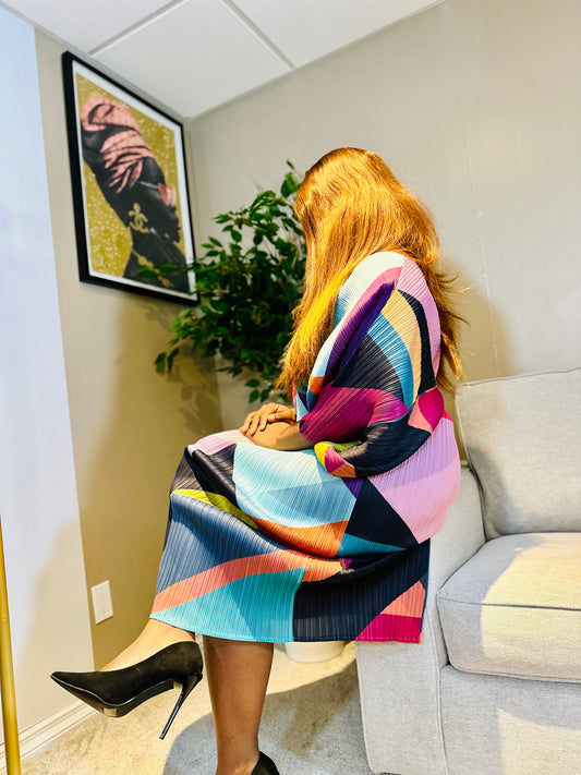 Steph Color Block Pleated Dress