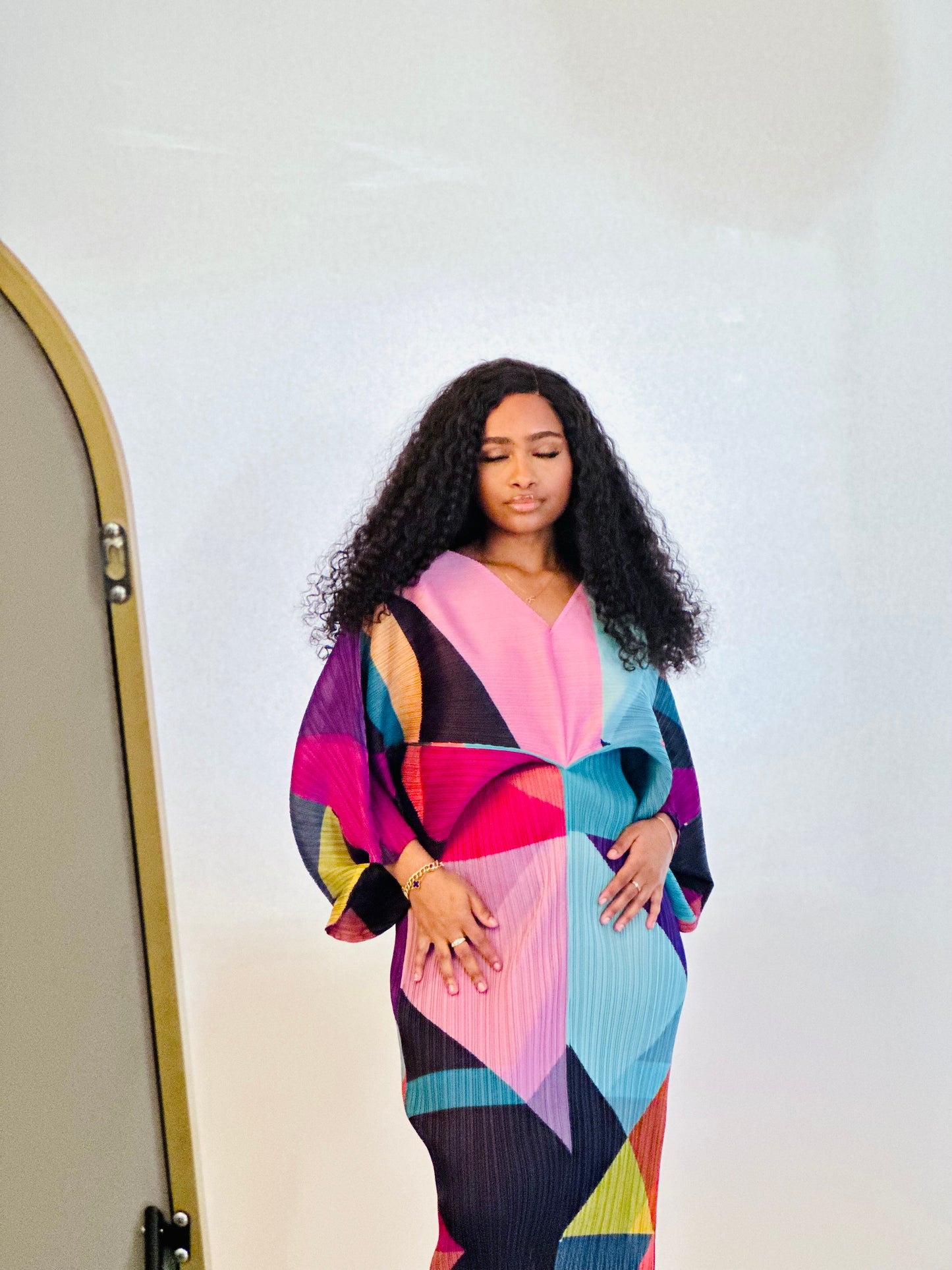 Steph Color Block Pleated Dress