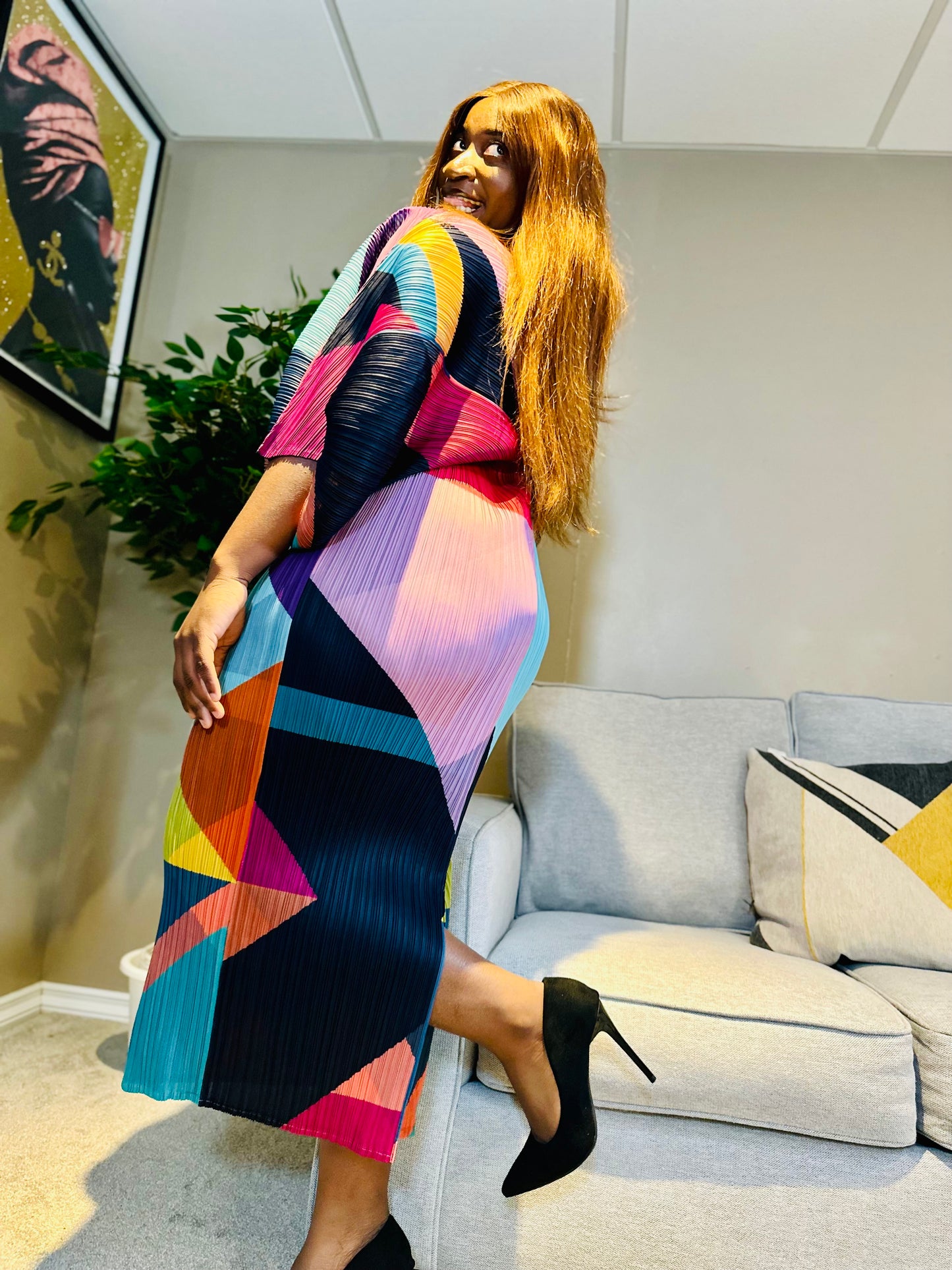 Steph Color Block Pleated Dress